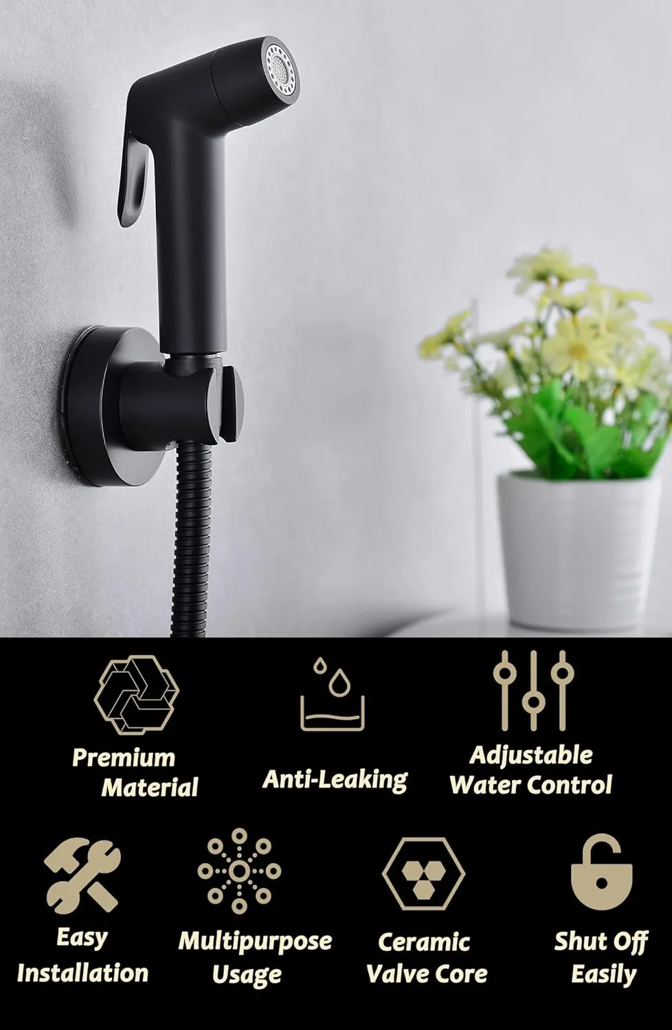 Handheld Bidet Sprayer for Toilet,Bidet Attachment for Toilet,Muslim Shower Toilet Bidet Sprayer,Adjustable Water Pressure Jet Spray for Toilet with Bidet Hose (Toilet, Bidet)