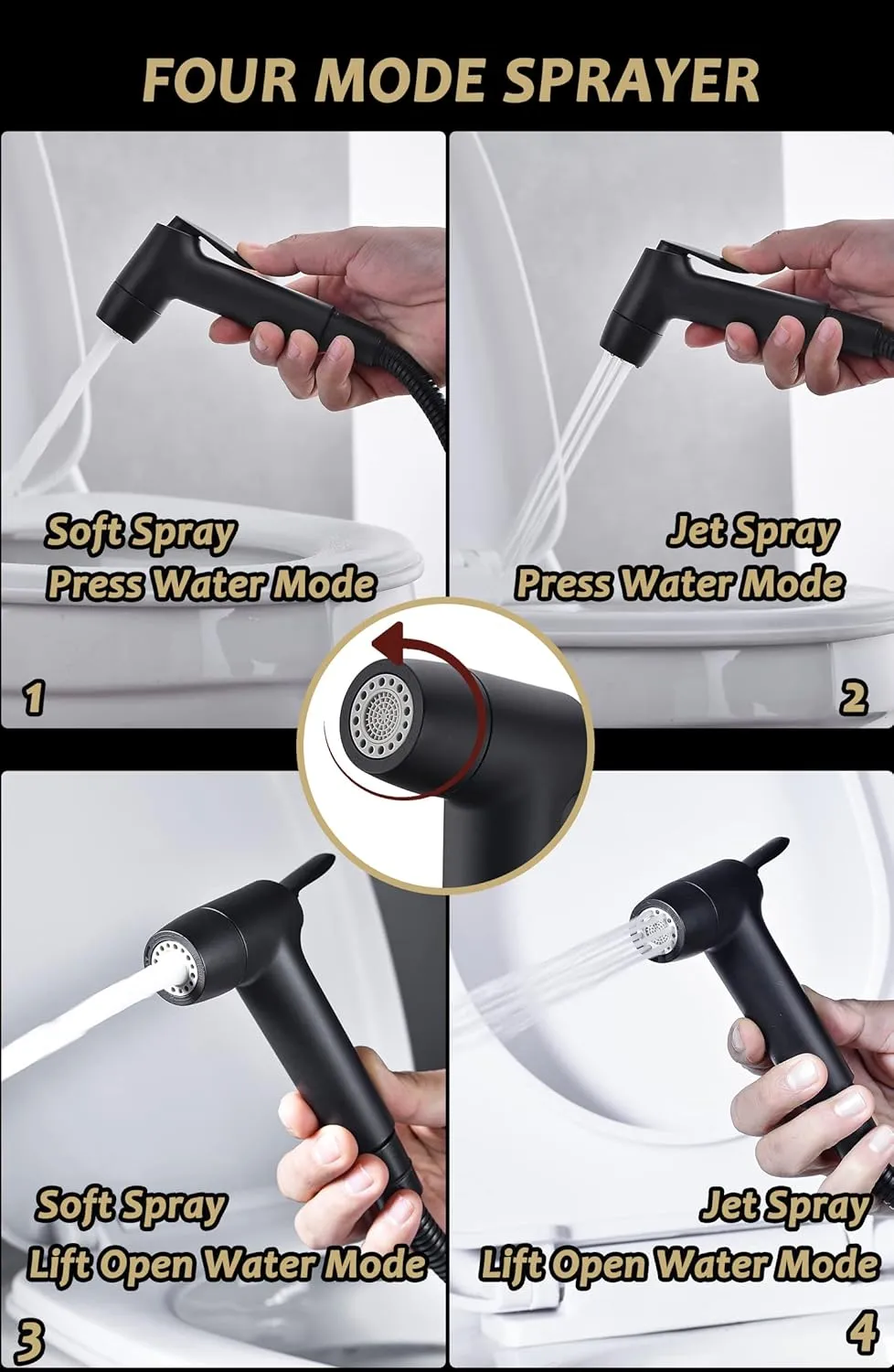 Handheld Bidet Sprayer for Toilet,Bidet Attachment for Toilet,Muslim Shower Toilet Bidet Sprayer,Adjustable Water Pressure Jet Spray for Toilet with Bidet Hose (Toilet, Bidet)
