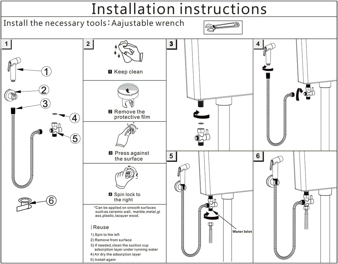 Handheld Bidet Sprayer for Toilet,Bidet Attachment for Toilet,Muslim Shower Toilet Bidet Sprayer,Adjustable Water Pressure Jet Spray for Toilet with Bidet Hose (Toilet, Bidet)