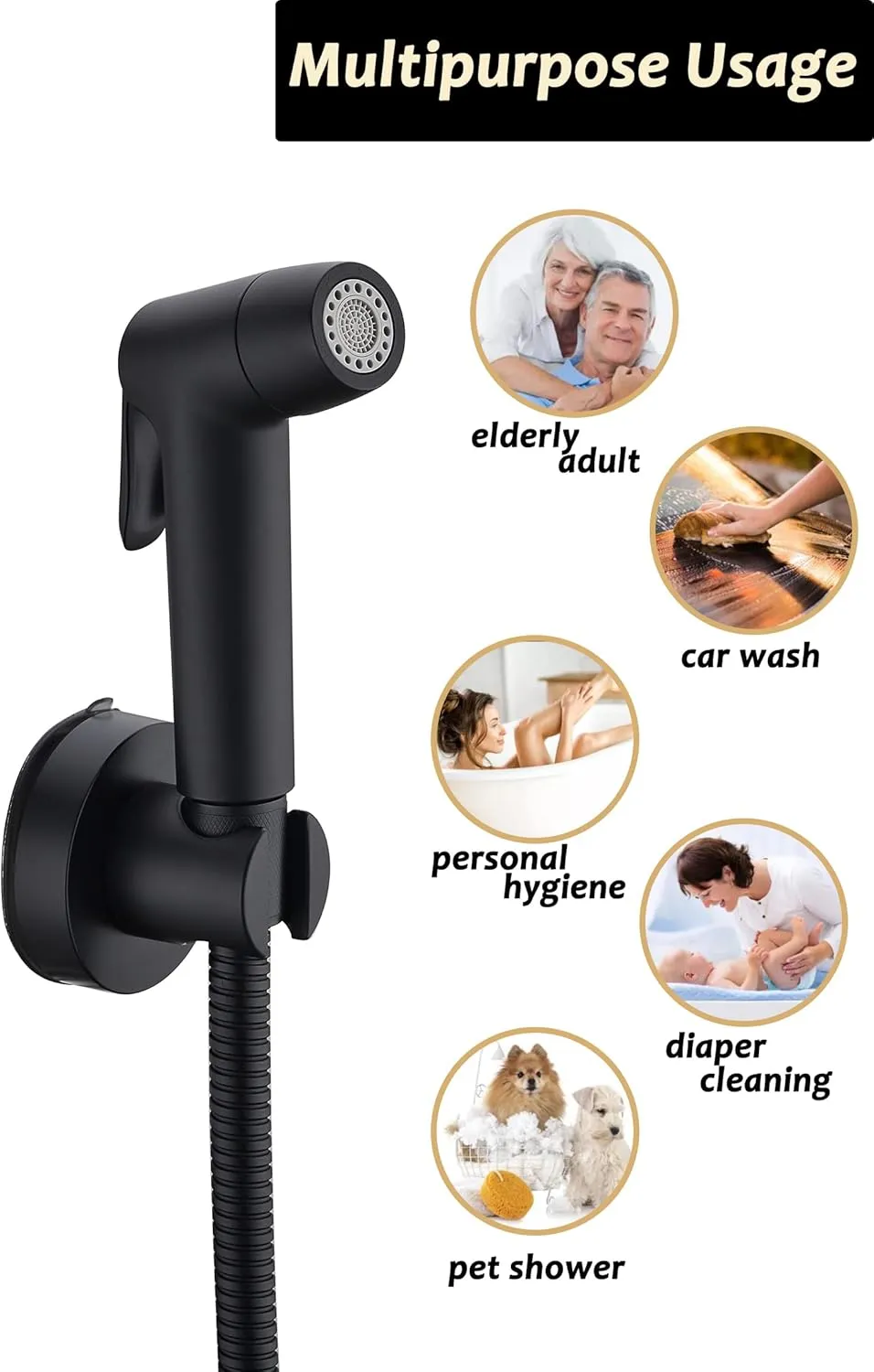Handheld Bidet Sprayer for Toilet,Bidet Attachment for Toilet,Muslim Shower Toilet Bidet Sprayer,Adjustable Water Pressure Jet Spray for Toilet with Bidet Hose (Toilet, Bidet)