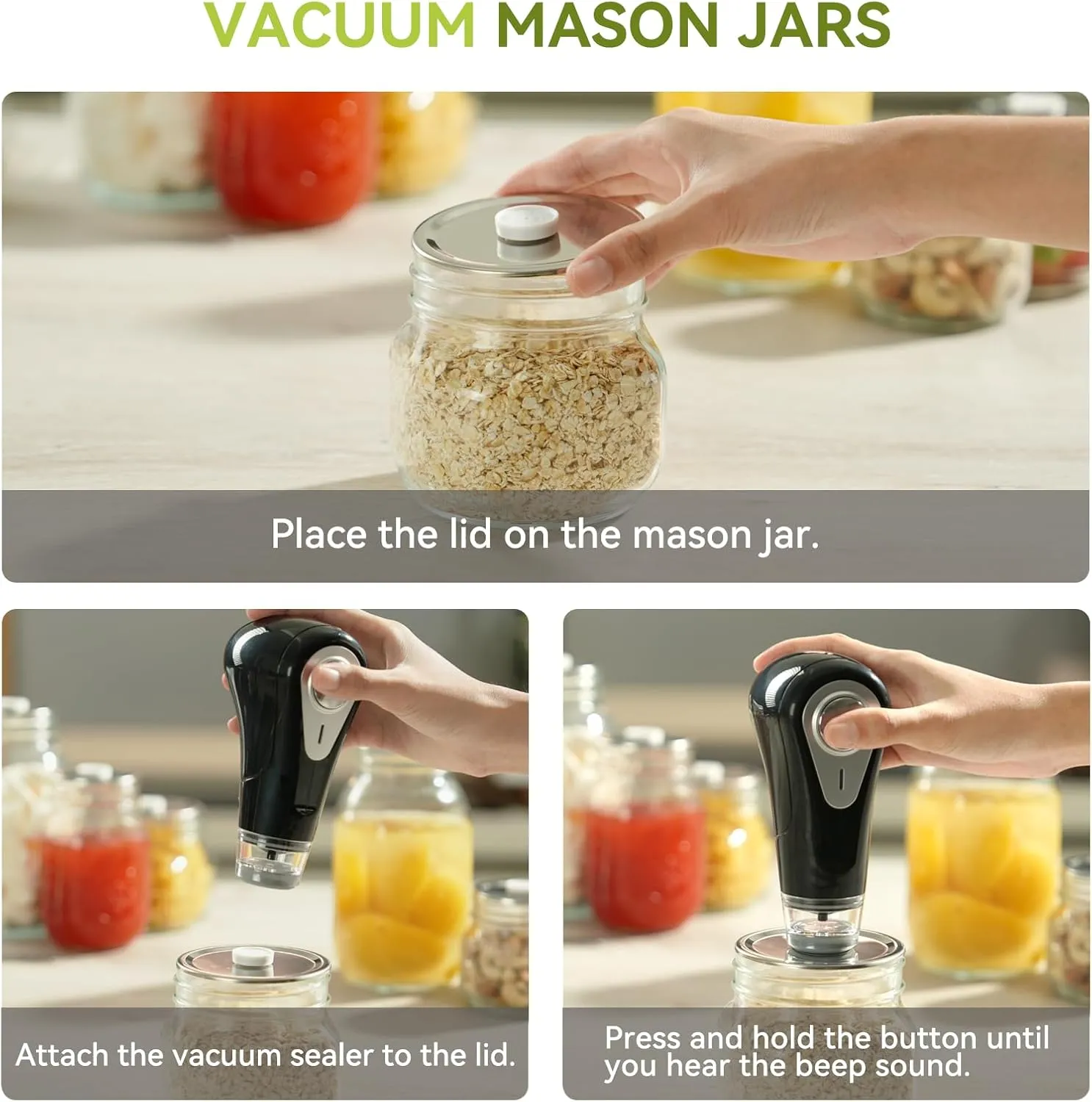Handheld Vac 'n Seal with Mason Jar Lids