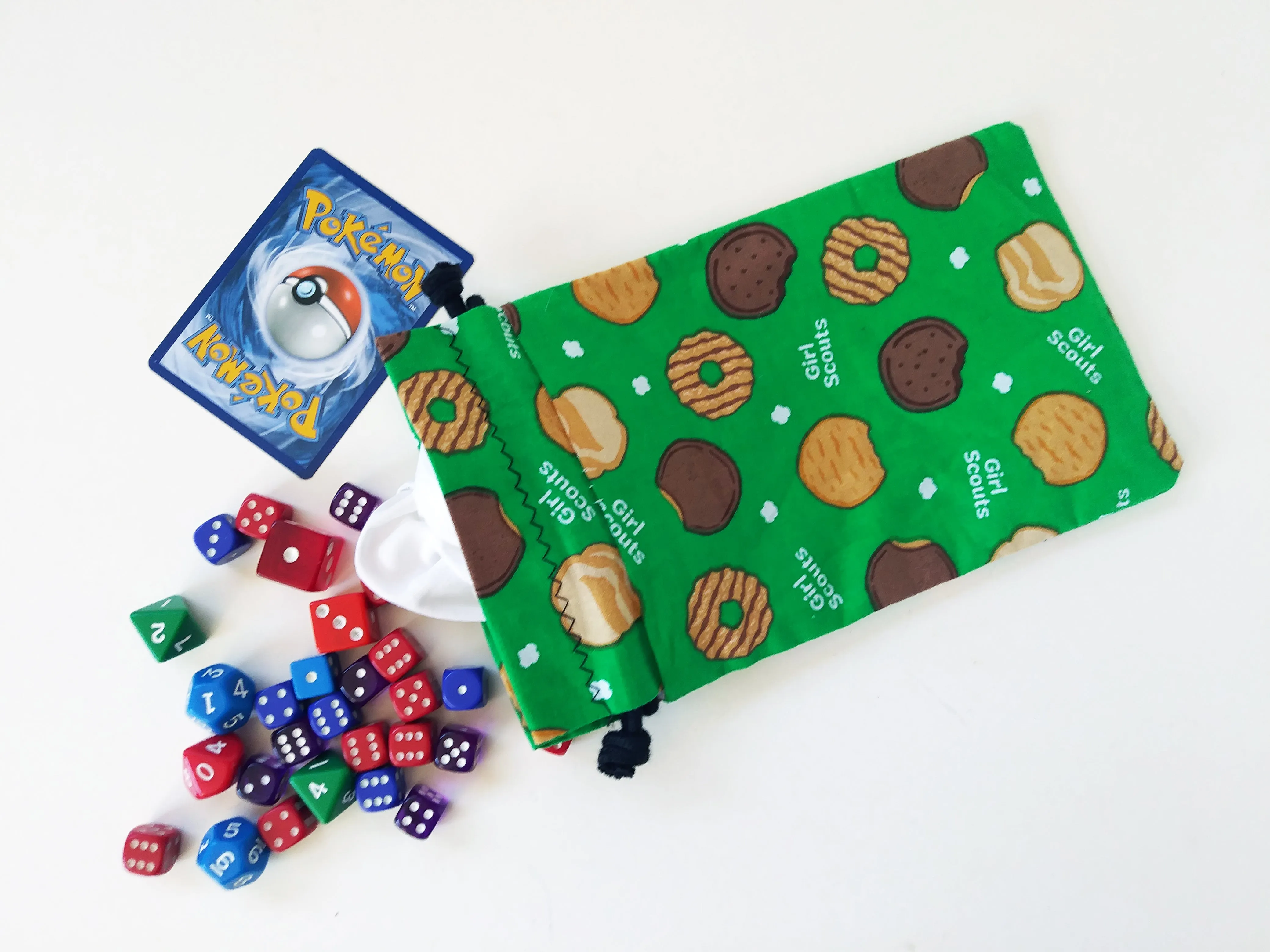 Handmade Drawstring Bag - Girl Scout Cookie fabric