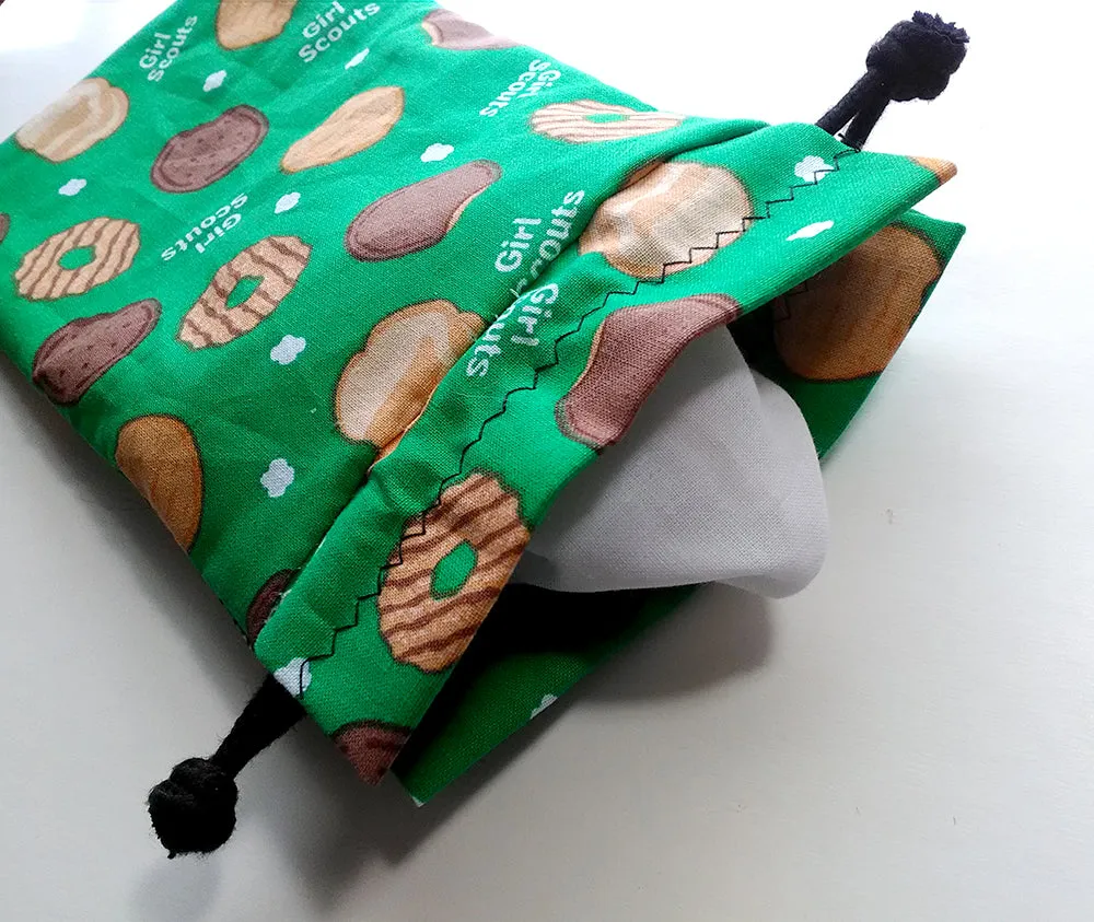 Handmade Drawstring Bag - Girl Scout Cookie fabric