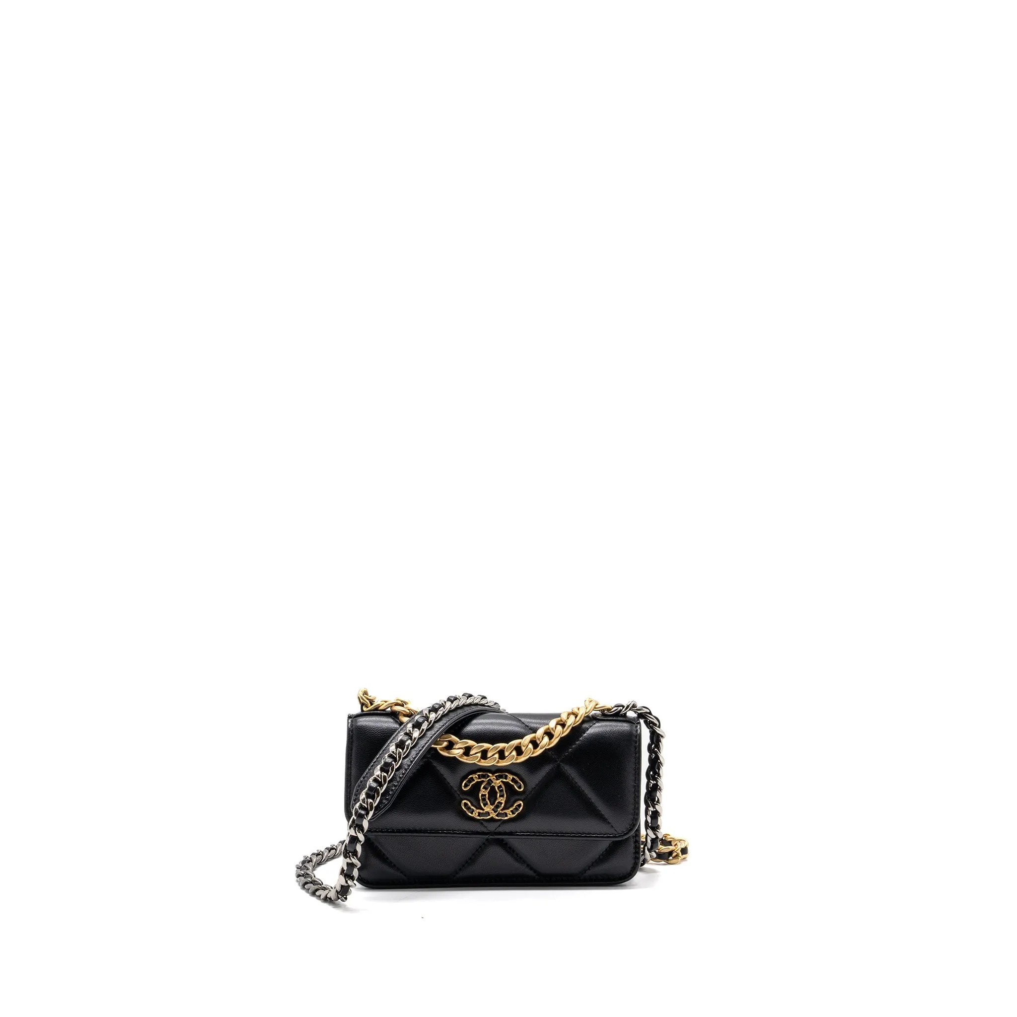 Hardware (microchip) Chanel Multicolour Bargain price Chain High-quality for low cost Mini Black 19 On Wallet Lambskin