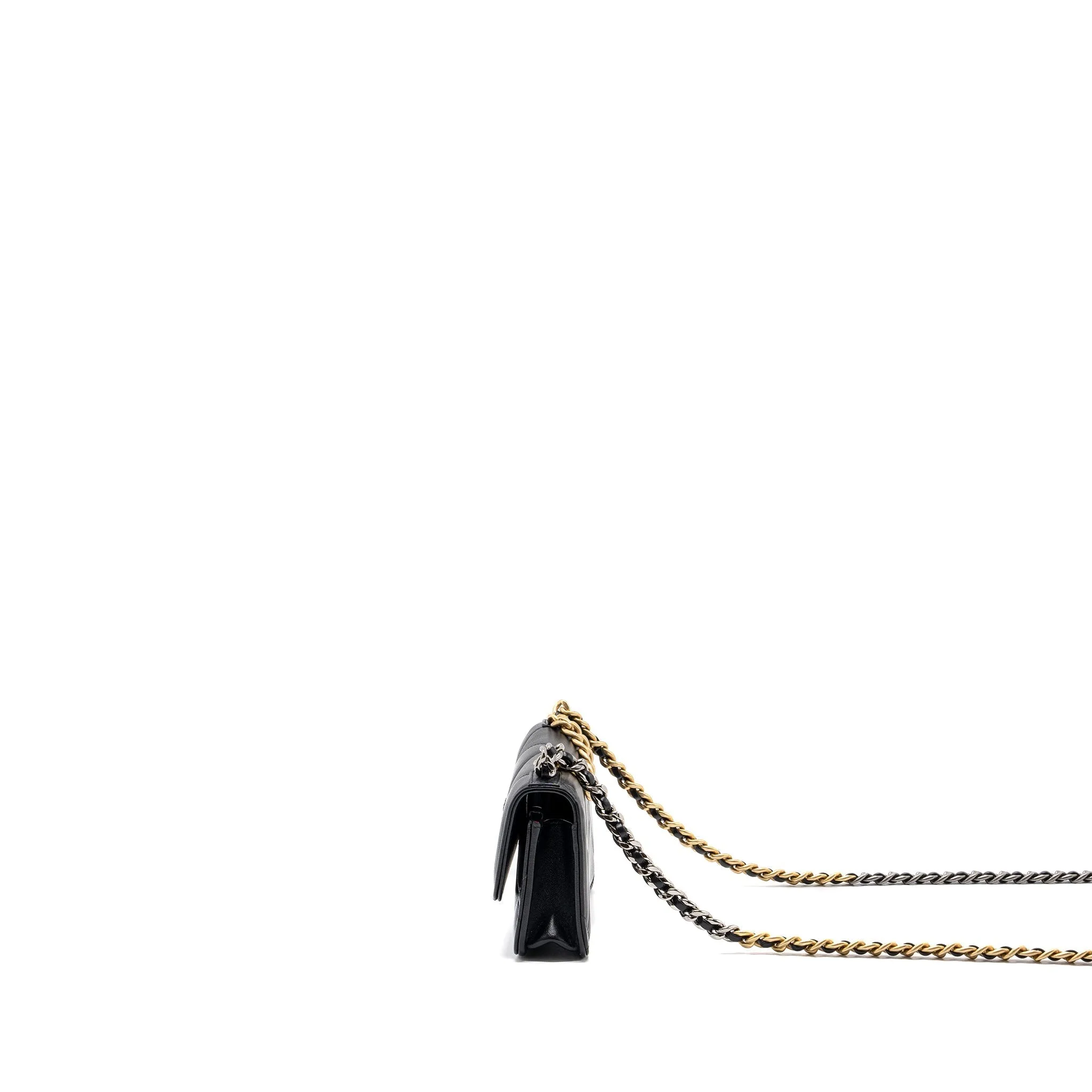 Hardware (microchip) Chanel Multicolour Bargain price Chain High-quality for low cost Mini Black 19 On Wallet Lambskin