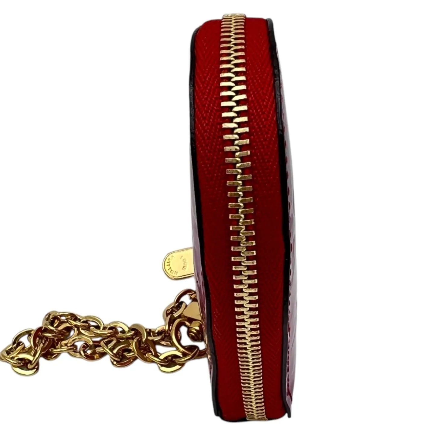 Heart Pouch Pink in Patent Leather, Gold hardware