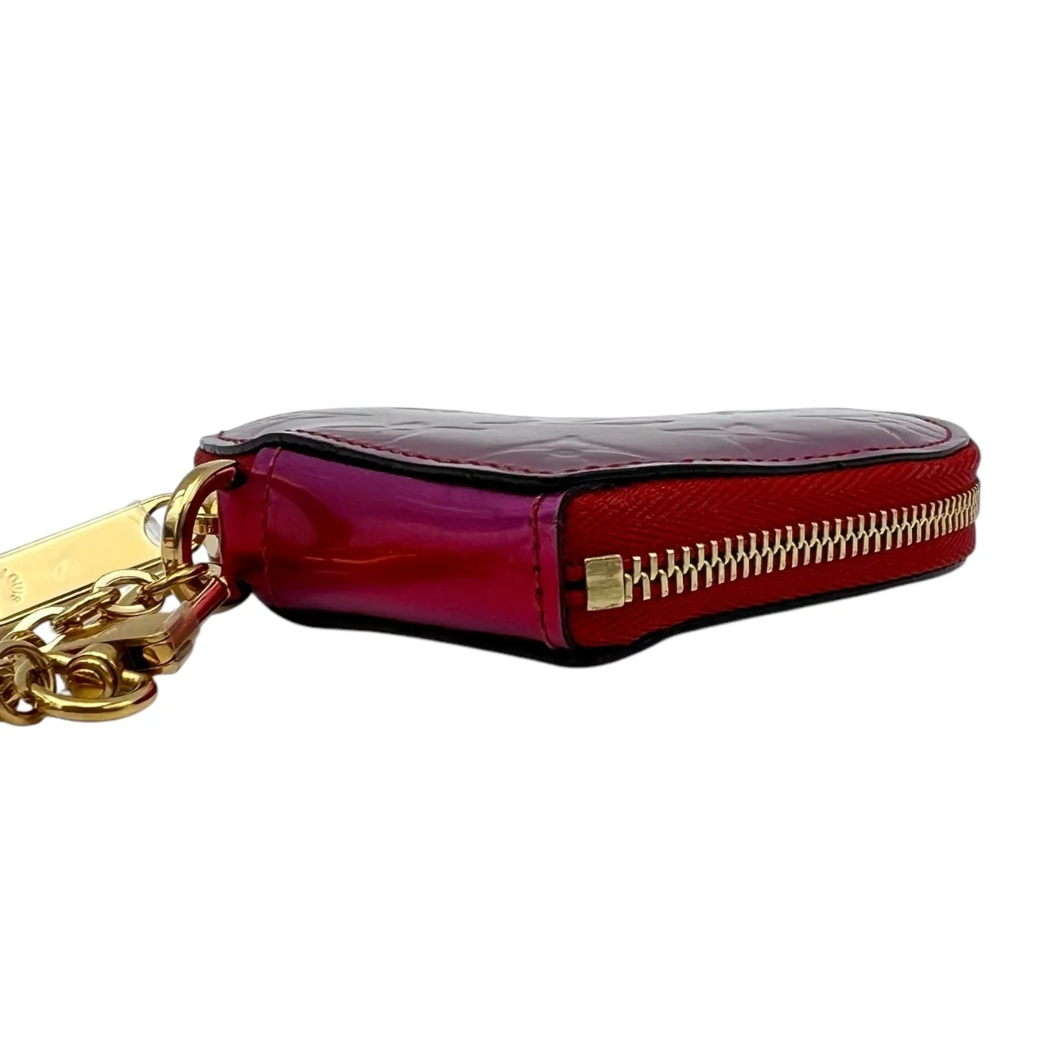Heart Pouch Pink in Patent Leather, Gold hardware
