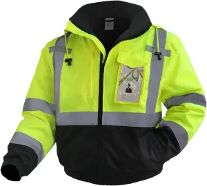 Hi Vis Jackets for Men, Safety Jackets with Pockets for Men& Women, Reflective Construction Coats for Cold Weather Winter, Waterproof High Vis Rain Gear, Class 3, Yellow-Black, XL