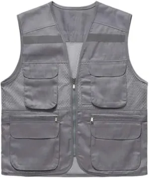Hi Vis Vests, Reflective Suit Polyester Fiber Reflective Safety Vest with Silver Bar for Night Reflective Safety Vest(Grey,XX Large)