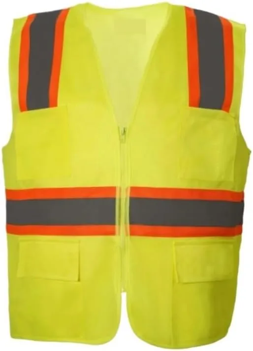 Hi Vis Vests, Unisex Peach Shape Mesh Knitted Fabric Fluorescent Safety Vest Reflective Safety Vest