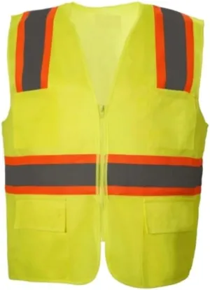 Hi Vis Vests, Unisex Peach Shape Mesh Knitted Fabric Fluorescent Safety Vest Reflective Safety Vest