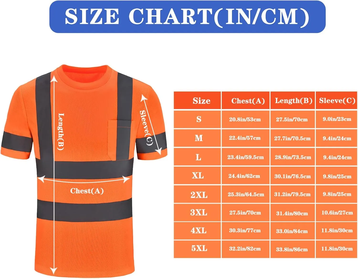 Hi-Vis Work Shirts - Men's High Visibility Safety T-Shirt for Construction