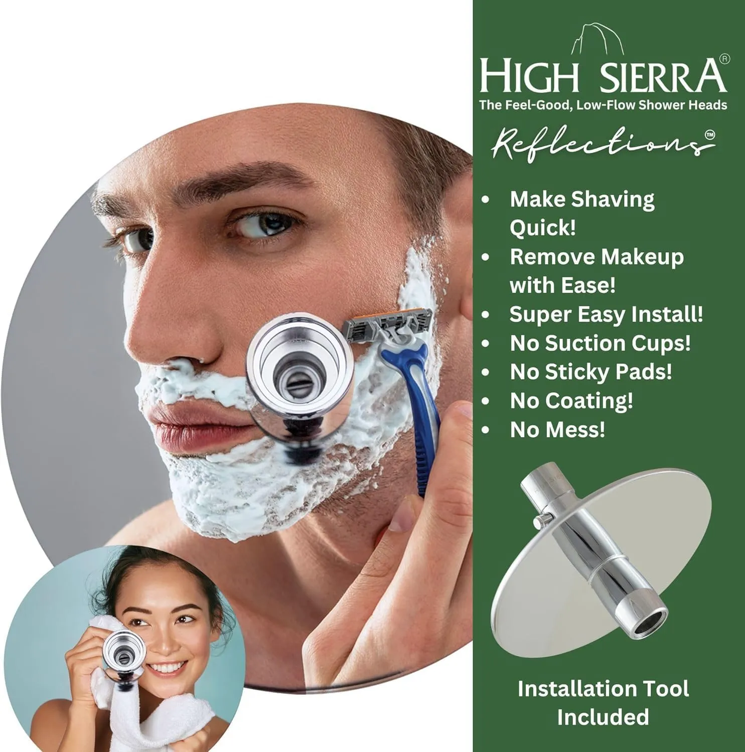 High Sierra Showerheads® - Solid Metal 4-Way Shower Head and Handheld Combo Kit. Reflection Shower Head & Handheld Shower Head w/Slip-Free Grip & Protective Nylon Insert - Matte Black