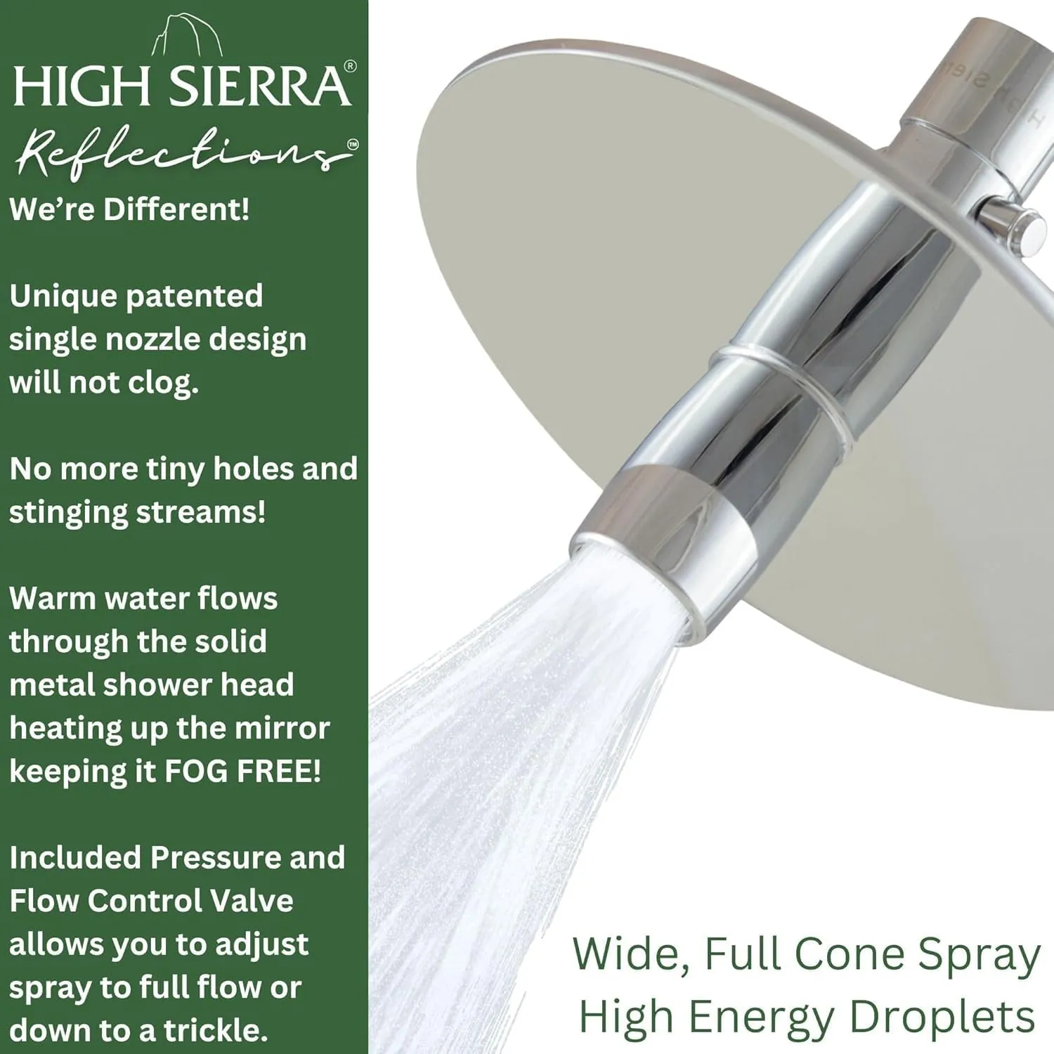 High Sierra Showerheads® - Solid Metal 4-Way Shower Head and Handheld Combo Kit. Reflection Shower Head & Handheld Shower Head w/Slip-Free Grip & Protective Nylon Insert - Matte Black