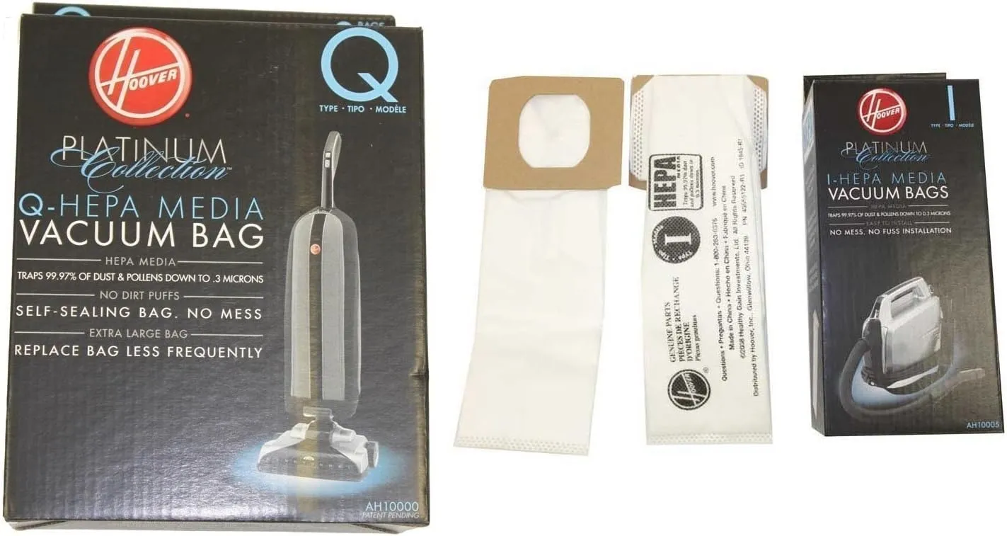 Hoover AH10000 Platinum Type-Q & I HEPA Vacuum Bags (6 Q bags & 4 I Bags)