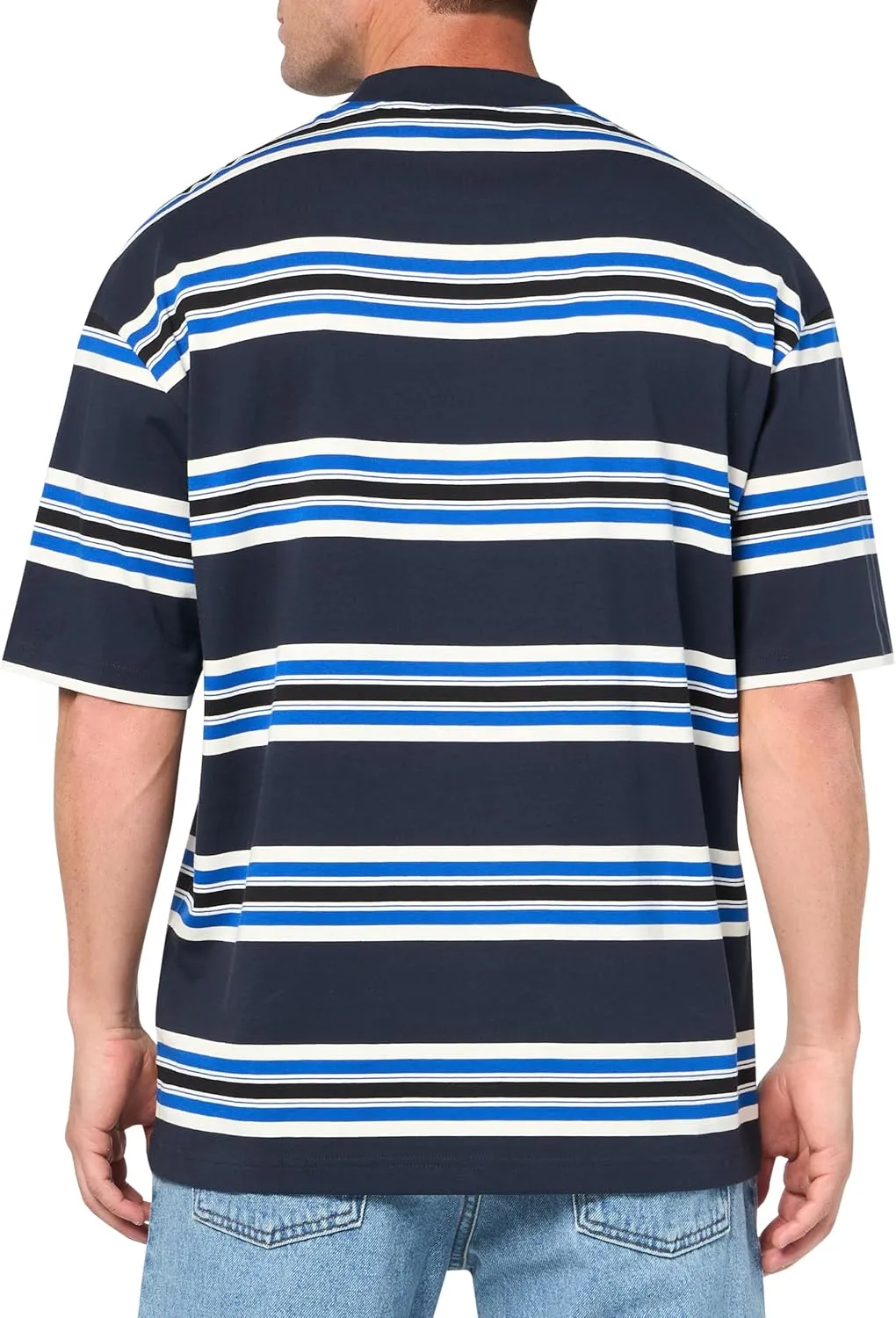 HUGO Men's Small Logo Stripe Cotton T-Shirt
