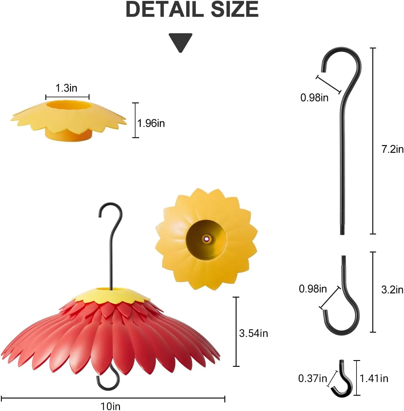 Hummingbird Feeder Cover Dome Protective Weather Guard for Hanging Bird Feeder Baffle from Rain and Sun Built in Moat Proof 3 Stainless Steel Hooks 11" (2 Pack, Red-a)