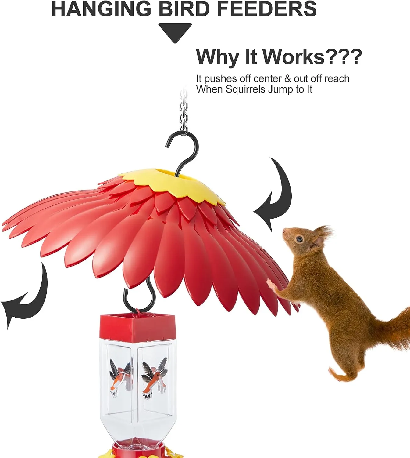 Hummingbird Feeder Cover Dome Protective Weather Guard for Hanging Bird Feeder Baffle from Rain and Sun Built in Moat Proof 3 Stainless Steel Hooks 11" (2 Pack, Red-a)