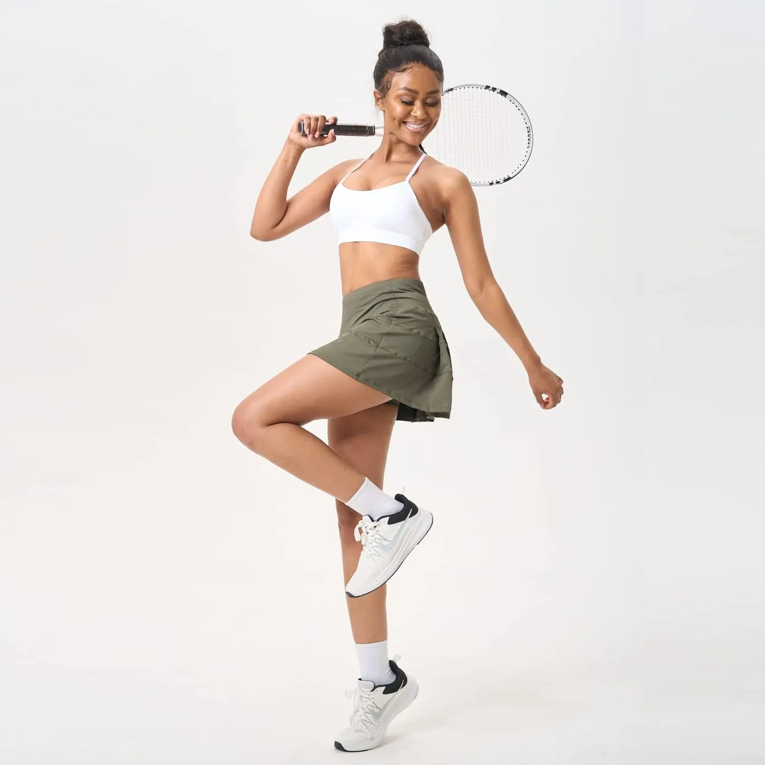 Husnainna High Waisted Pleated Tennis Skirt with Pockets Athletic Golf Skorts for Women Casual Workout Built-in Shorts