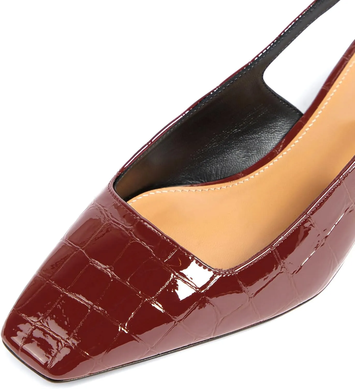 iadore Women Sexy Low Block Heel Shoes Fashion Patent Leather Crocodile Square Toe Slingback Summer Dress Pumps Size 5-12 US