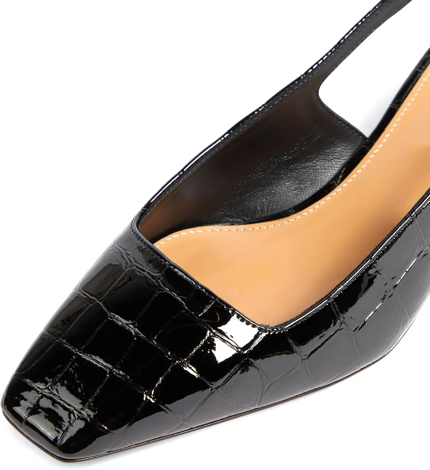 iadore Women Sexy Low Block Heel Shoes Fashion Patent Leather Crocodile Square Toe Slingback Summer Dress Pumps Size 5-12 US