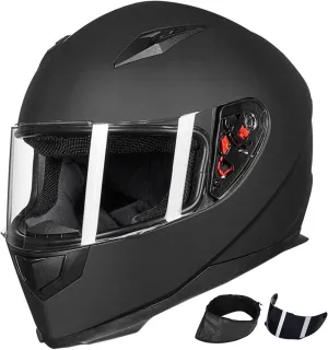 ILM Full Face Motorcycle Street Bike Helmet with Removable Winter Neck Scarf   2 Visors DOT Model-JK313