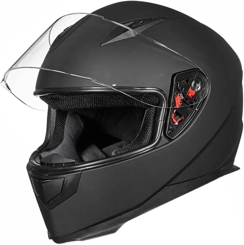 ILM Full Face Motorcycle Street Bike Helmet with Removable Winter Neck Scarf   2 Visors DOT Model-JK313