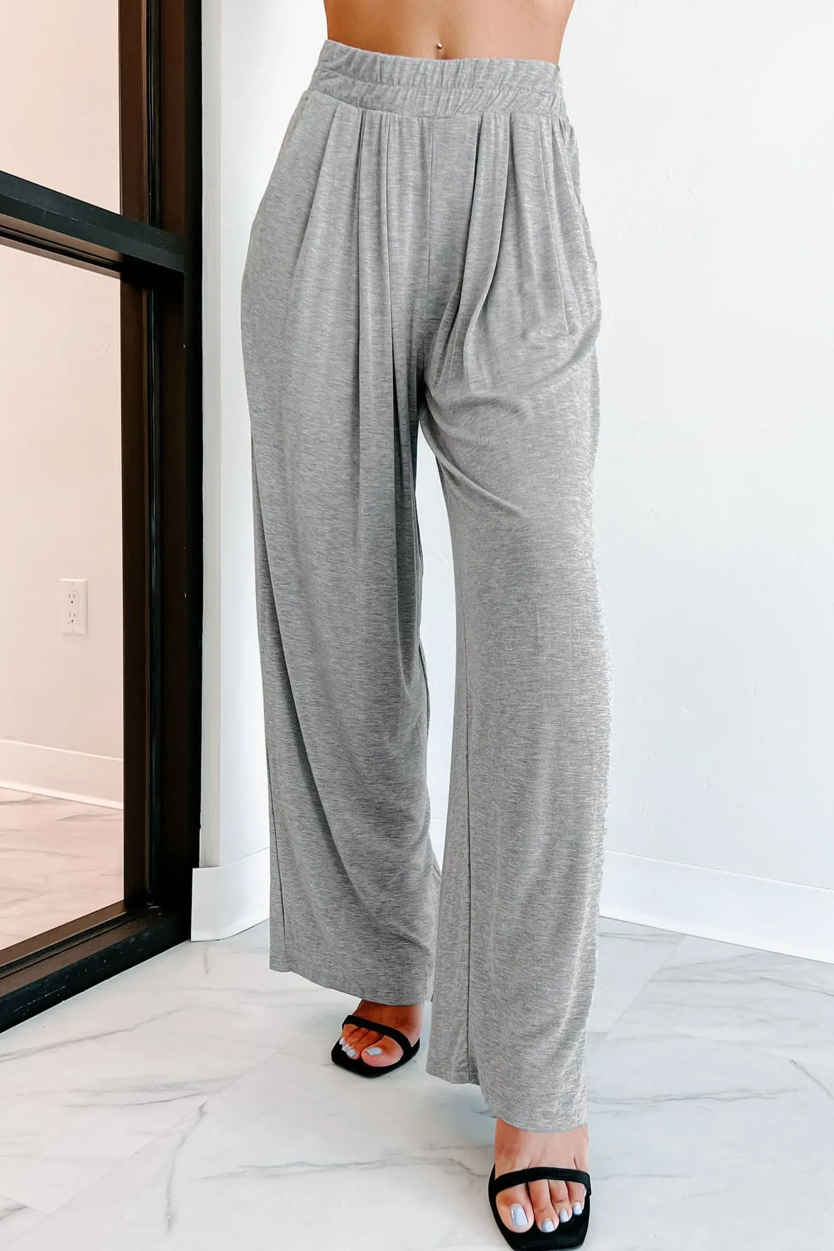 I'm Staying Home T-Shirt & Palazzo Pants Two-Piece Set (Heather Grey)