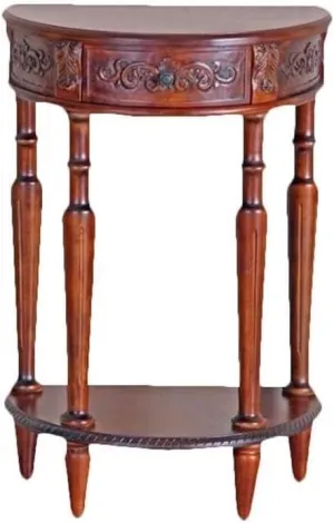 International Caravan Hand Carved Wood Half-Moon Console Table
