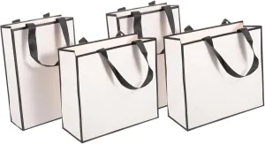 Ipetboom 4pcs Paper Bag Jewelry Packaging Sack Strong Rope Handle Portable Flat Bottom Design for Shopping Parties