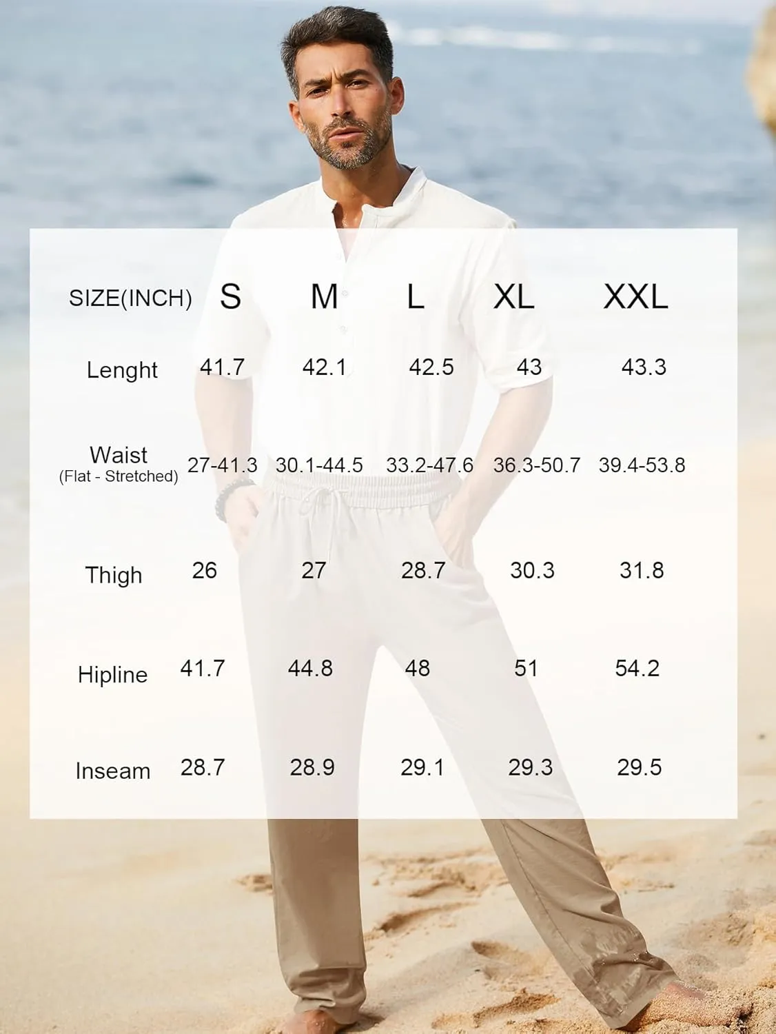 iWoo Linen Pants Men Casual 2025 Summer Beach Elastic Drawstring Waist Yoga Pants Travel Baggy Work Pant Pajama