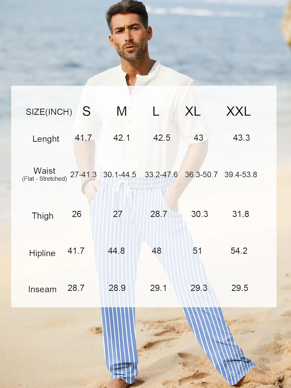 iWoo Linen Pants Men Casual 2025 Summer Beach Elastic Drawstring Waist Yoga Pants Travel Baggy Work Pant Pajama