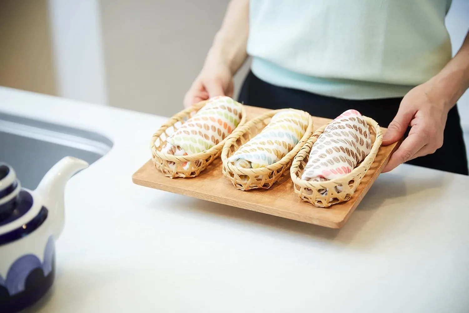 Japanese Kitchen Cloth KYO-YUZEN. Made Layered Fine Mesh Cloth. Dish Wipe, Table Wipe, Hand Wipe. Made in Japan (Pink, Coffee Beans)