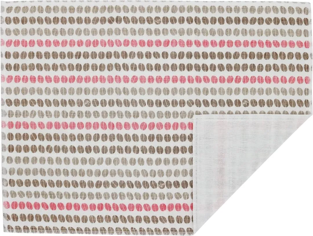 Japanese Kitchen Cloth KYO-YUZEN. Made Layered Fine Mesh Cloth. Dish Wipe, Table Wipe, Hand Wipe. Made in Japan (Pink, Coffee Beans)