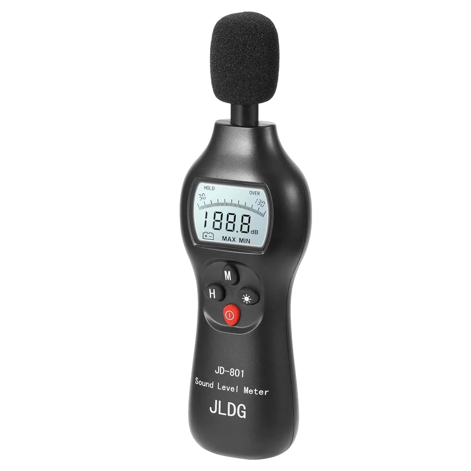 JD-801 Noise Tester Measuring Instrument Accuracy 30-130dB dB Meter with Backligh Sound Level Detector Meter Decibel Monitor