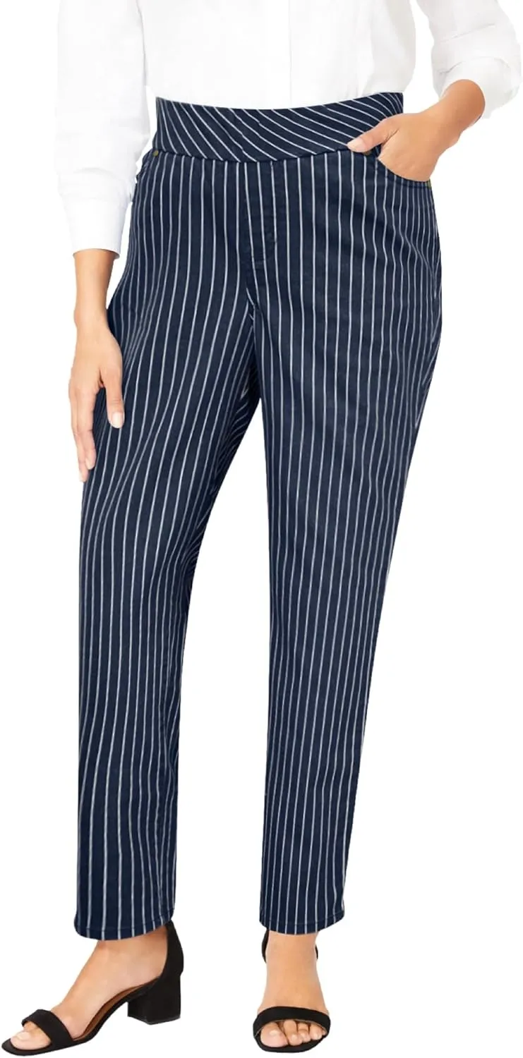 Jessica London Women's Plus Size Comfort Waist Stretch Denim Straight Leg Jean