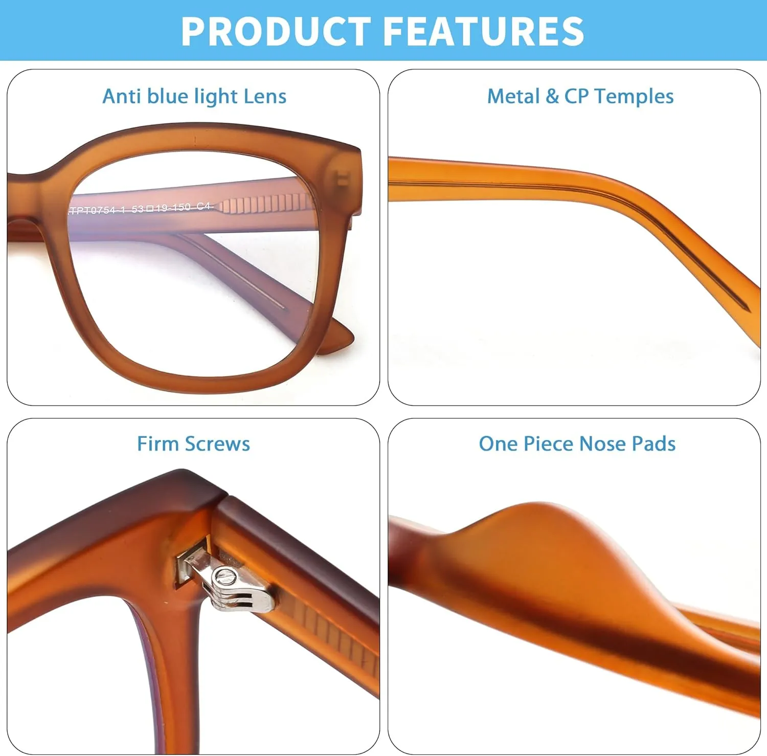 JIM HALO Oversized Blue Light Glasses for Women Square Chunky Bluelight Computer Glasses Reduce Eye Strain