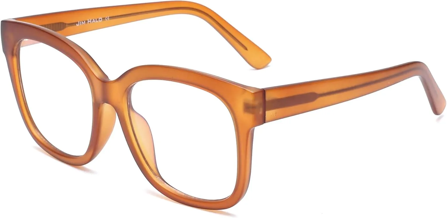 JIM HALO Oversized Blue Light Glasses for Women Square Chunky Bluelight Computer Glasses Reduce Eye Strain