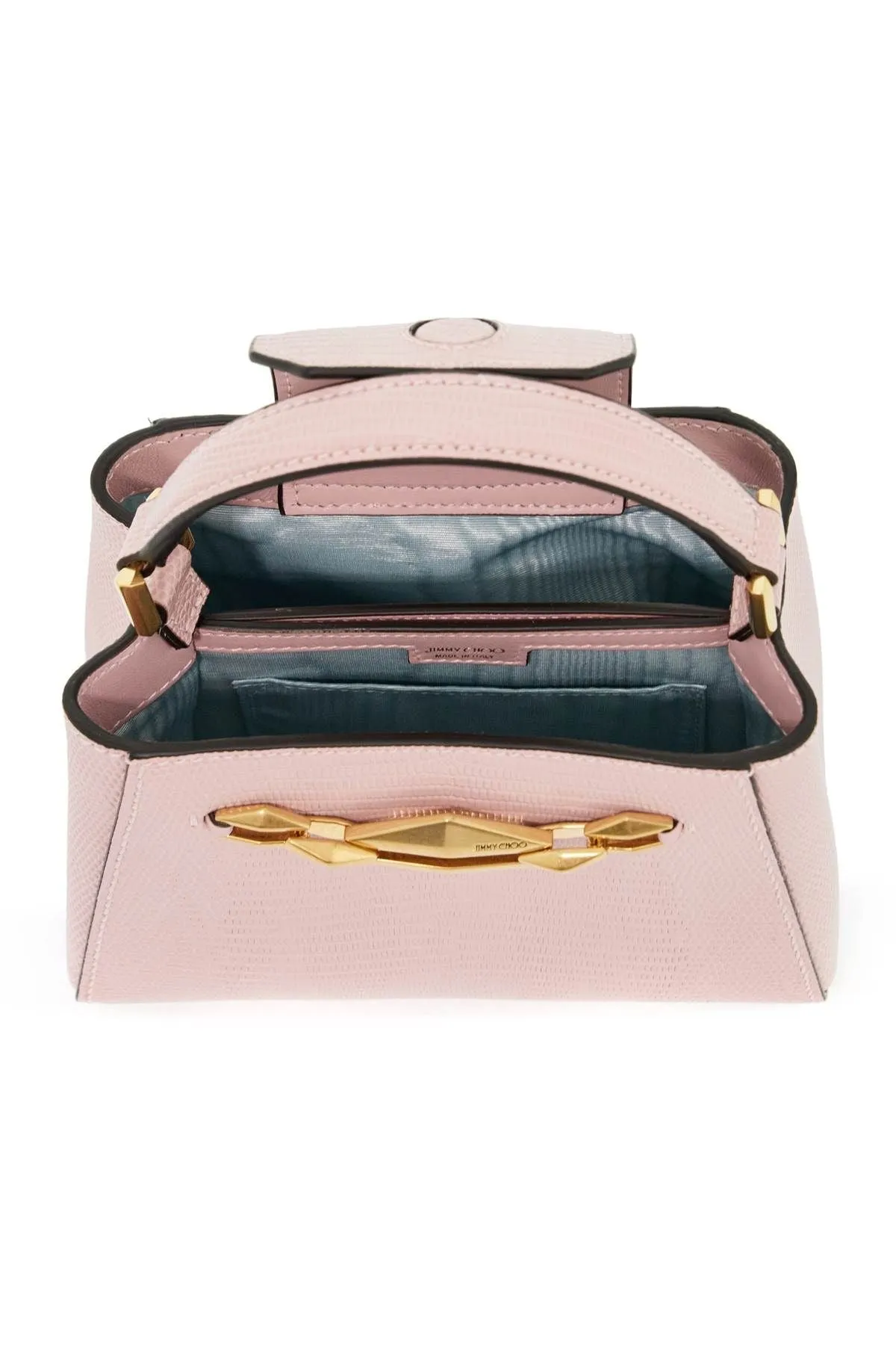 Jimmy Choo Mini Diamond Link Leather Lizard Print Handbag