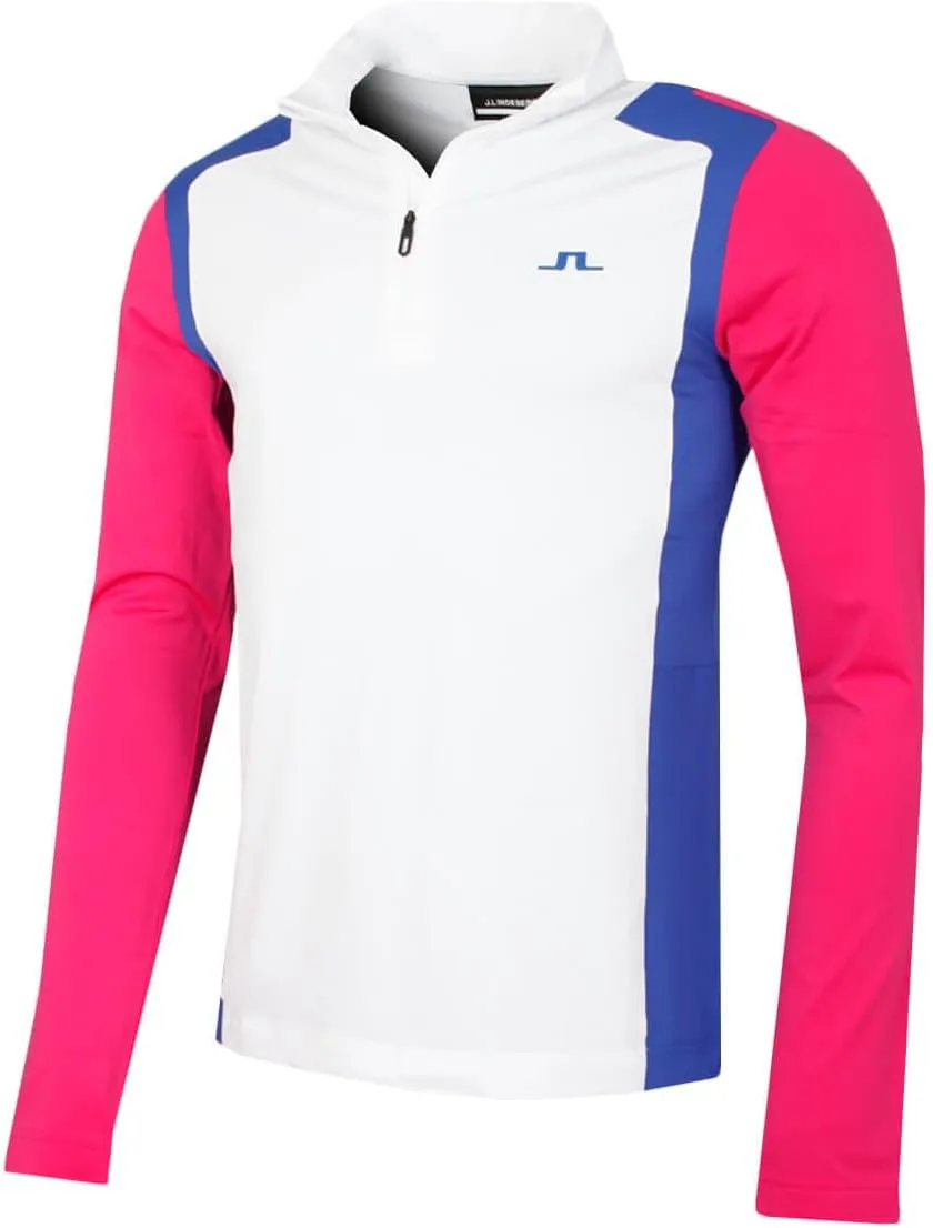J.Lindeberg Men's Lukas Quarter Zip Mid Layer Sweater - Pink Peacock - XXL