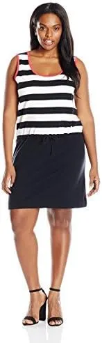 Joan Vass Women's Plus Size Stripe Color Blocked Cotton Dress
