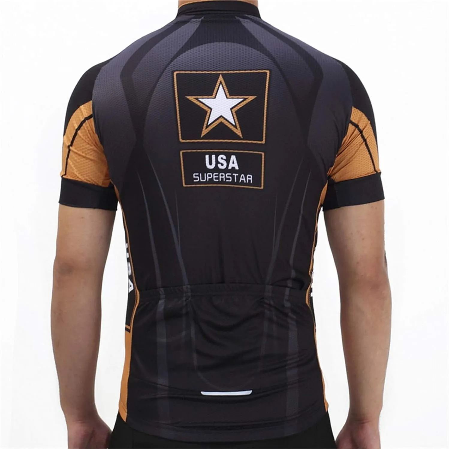 JPOJPO USA Cycling Jersey Men Short Sleeve Bike Shirts Biking Jersey Summer American Bicycle Tops with 3 Pockets Reflective