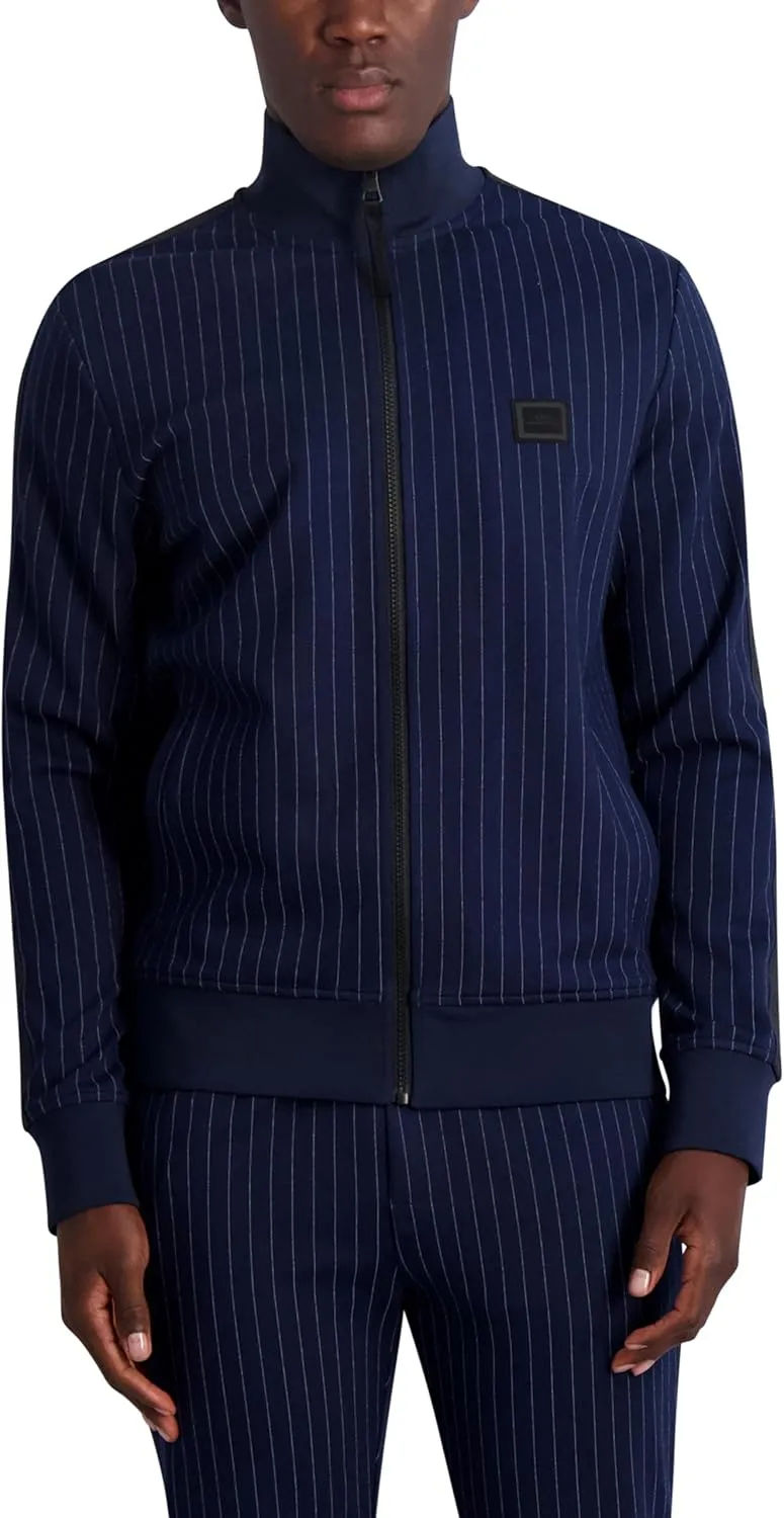Karl Lagerfeld Paris Mens Plaid Track Jacket