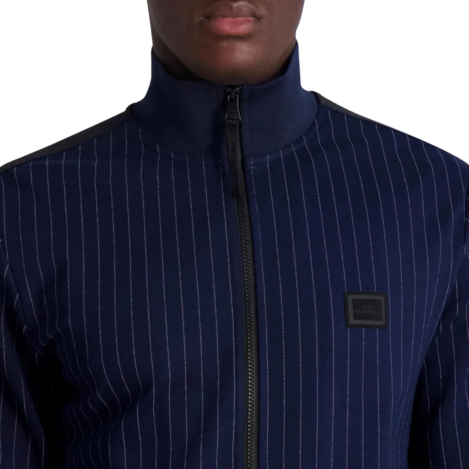 Karl Lagerfeld Paris Mens Plaid Track Jacket