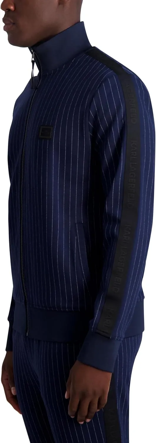 Karl Lagerfeld Paris Mens Plaid Track Jacket
