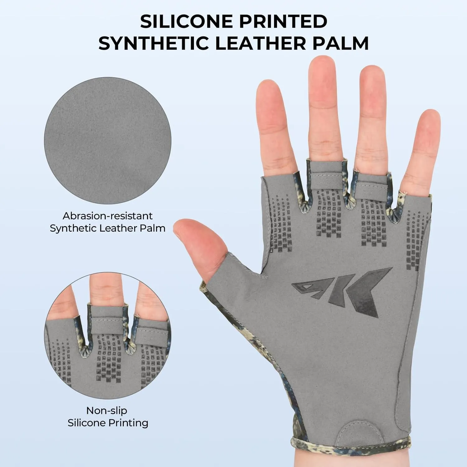 KastKing Gill Raker II Gloves, UPF 50 FrostWeave Yarn Cooling Fabric, Non-Slip Grip, Quick-Dry, Short Cuff Comfort, Reflective Logo, Fishing, Hiking, Outdoors