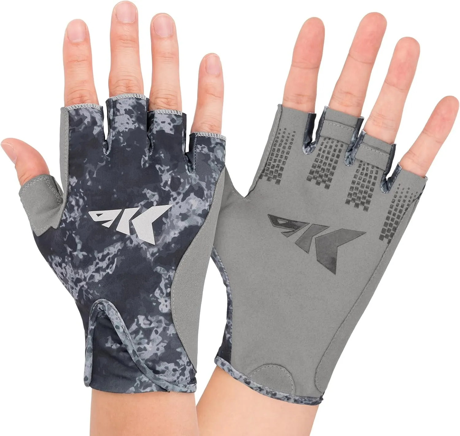 KastKing Gill Raker II Gloves, UPF 50 FrostWeave Yarn Cooling Fabric, Non-Slip Grip, Quick-Dry, Short Cuff Comfort, Reflective Logo, Fishing, Hiking, Outdoors