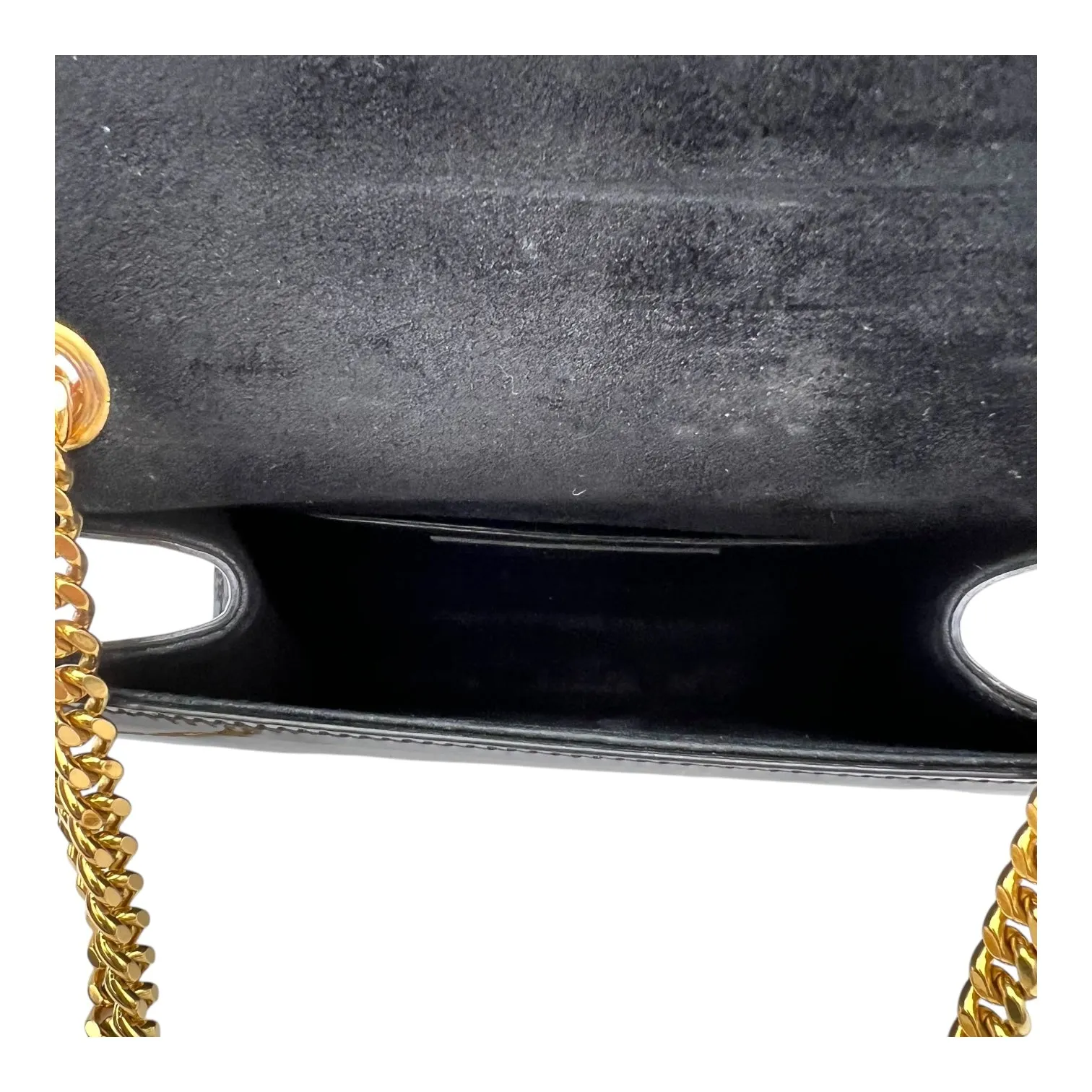 Kate Small Black Shoulder Bag in Patent Leather, Gold hardware