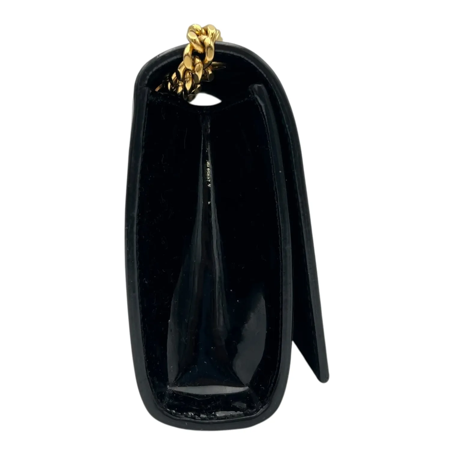 Kate Small Black Shoulder Bag in Patent Leather, Gold hardware