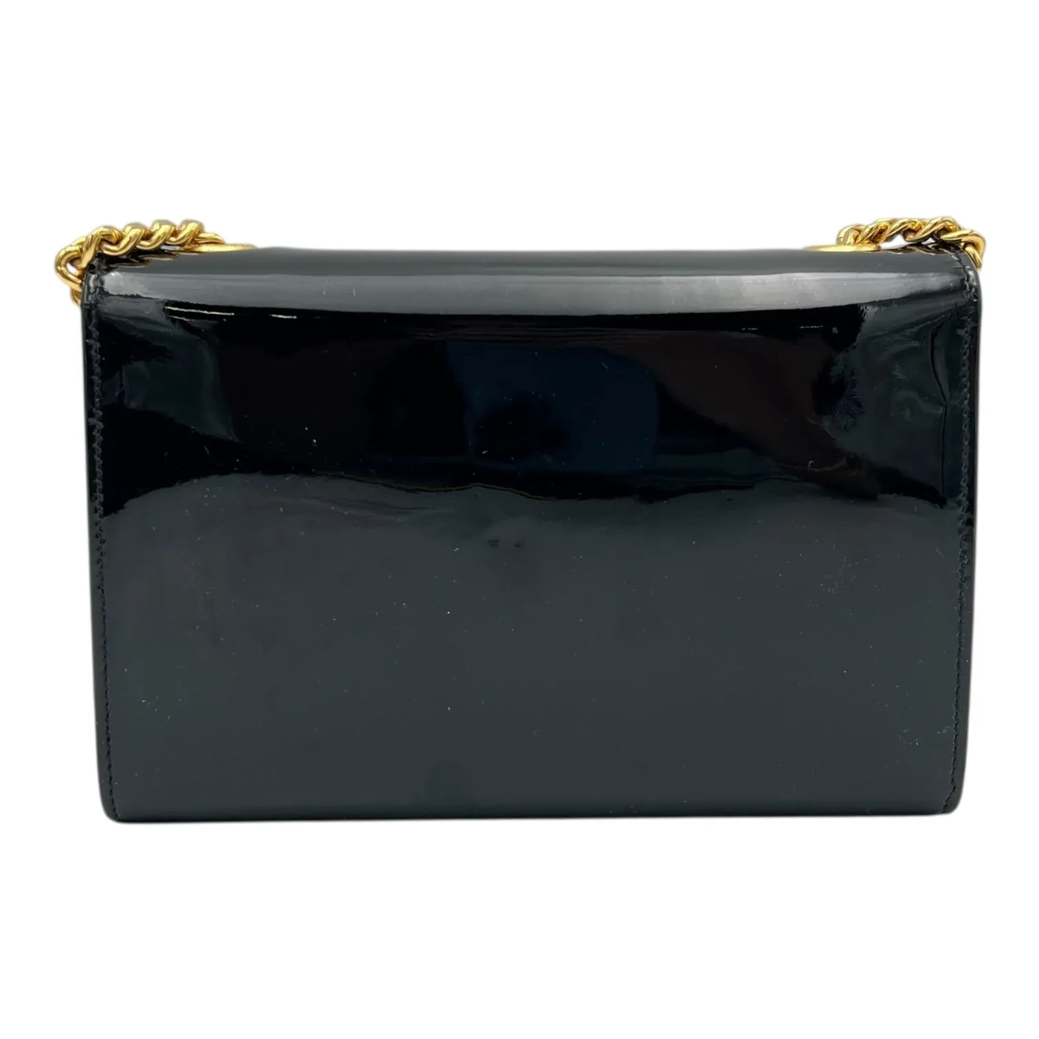 Kate Small Black Shoulder Bag in Patent Leather, Gold hardware